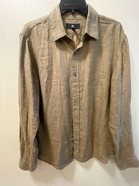 Banana Republic Men's Brown Linen-Blend Shirt - M